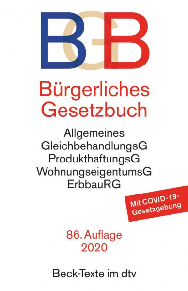 dtv Verlagsgesellschaft | Bürgerliches Gesetzbuch BGB | 86. Auflage
