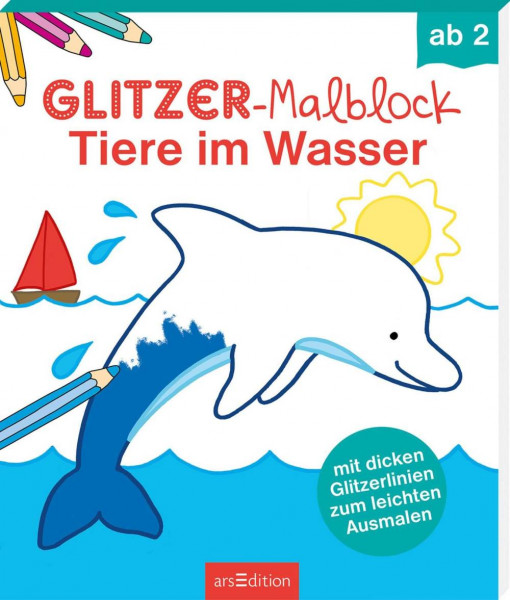 arsEdition | Glitzer-Malblock Tiere im Wasser