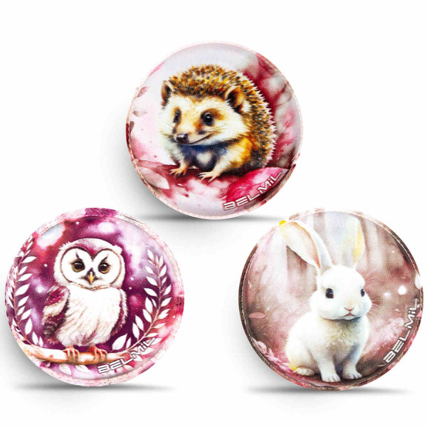 Belmil | Patches mit Klettverschluss Set 3-teilig- kompatibel mit Schulranzen Classy Plus/Smarty/Motion "Forest Animal" | 336/B6/95