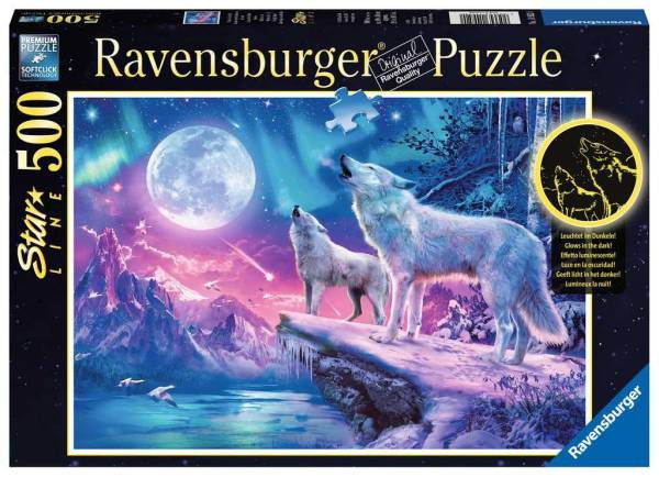 Ravensburger Puzzle | Wolf im Nordlicht | 500 Teile