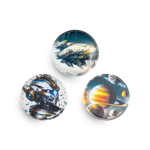 Belmil | Patches mit Klettverschluss Set 3-teilig- kompatibel mit Schulranzen Classy Plus/Smarty/Motion "Galaxy" | 336/B6/73