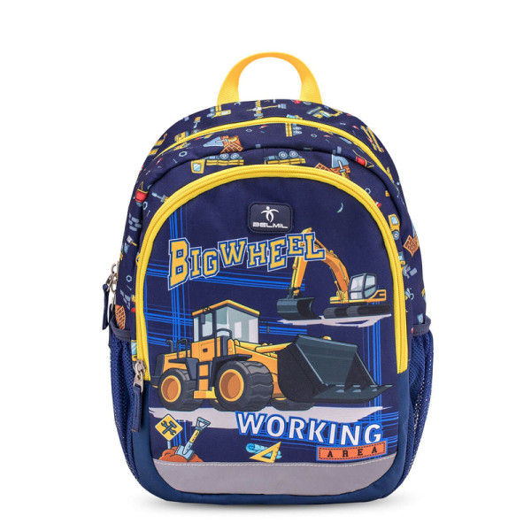 Belmil | Kiddy Plus Kindergartenrucksack "Big Wheel" für 3-6 Jährige Kinder mit Brustgurt | 305-4/A/19