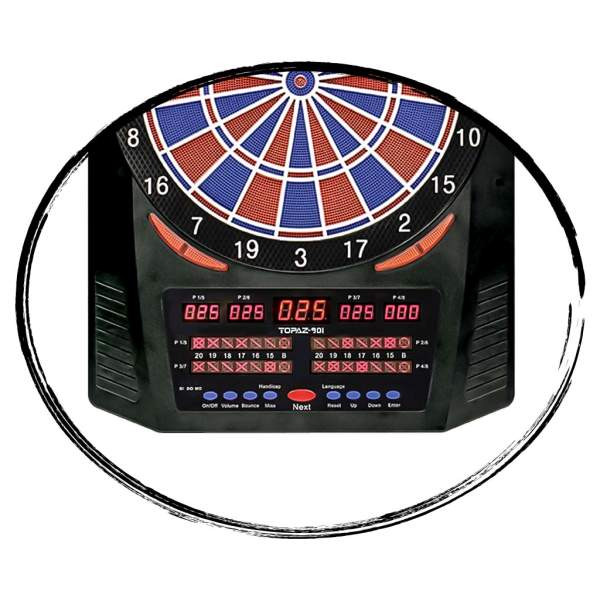 CARROMCO ELEKTRONIK DARTBOARD TOPAZ-901, MIT ADAPTER, 2-LOCH ABSTAND