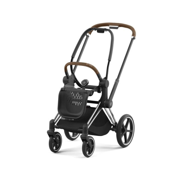 Cybex | PRIAM Rahmen inkl. Sitz Hardpart | Chrome mit braunem Leder