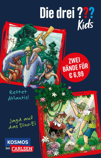 Carlsen | Die drei ??? kids: Doppelband – Enthält die Bände: Rettet Atlantis! / Jagd auf das Dino-Ei | Blanck, Ulf