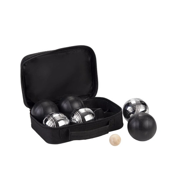 Engelhart | 6 Bälle pulverbeschichtet (3 Stück schwarz/3 Stück silber) in schwarzer Tasche mit Reißverschluss. | 010207