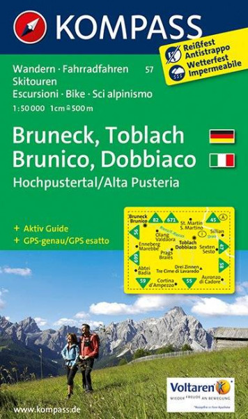 KOMPASS-Karten | Bruneck /Toblach /Hochpustertal - Brunico /Dobbiaco /Alta Pusteria