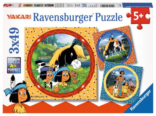 Ravensburger Puzzle | Yakari, der tapfere Indianer | 3 x 49 Teile