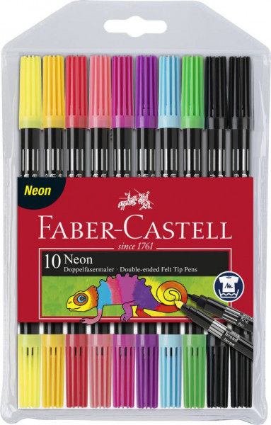 Faber-Castell | Doppelfasermaler Neon, sortiert, 10er Etui