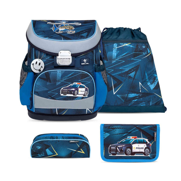 Belmil | Mini-Fit ergonomisches Schulranzen-Set 4-teilig  "Police" mit Brustgurt | 405-33/AG/S-37
