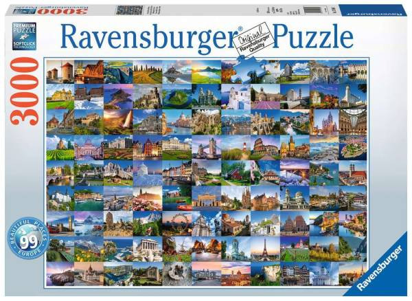 Ravensburger Puzzle | 99 Beautiful Places in Europe | 3000 Teile