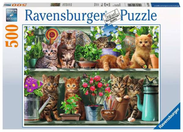 Ravensburger Puzzle | Katzen im Regal | 500 Teile