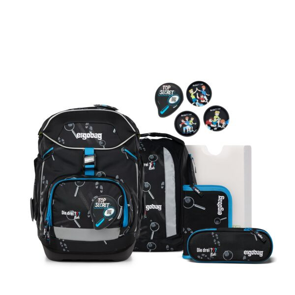 ergobag | Schulranzen Set | Pack Set Drei Fragezeichen Kids  | Bärdektiv | 01306-90204-10