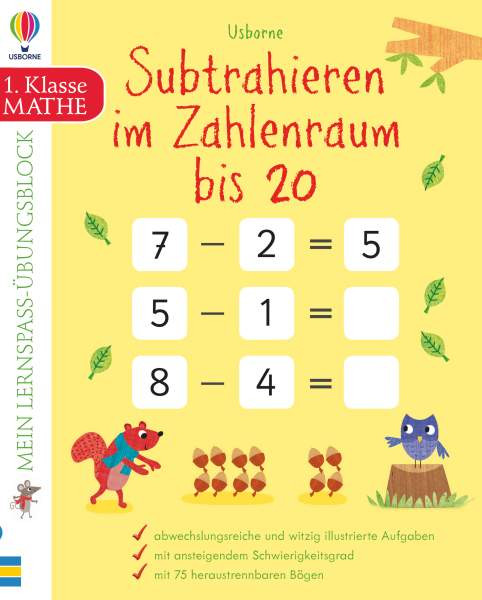 Usborne | Mein Lernspaß-Übungsblock: Subtrahieren im Zahlenraum bis 20 | Smith, Sam