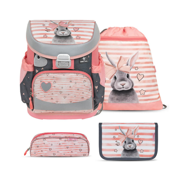 Belmil | Mini-Fit ergonomisches Schulranzen-Set 4-teilig "Little Bunnies" mit Brustgurt | 405-33/AG/S-19