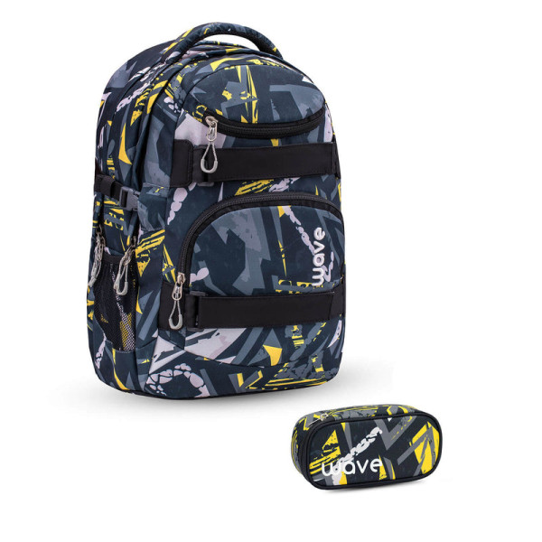 Belmil | Wave Infinity Schulrucksack Set 2 tlg. "Yellow Graffiti" | 338-72/A /26-SET1