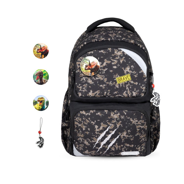 Belmil | Schulrucksack Set- 2 teilig "Dinosaur World" mit Brustgurt | 338-37/2
