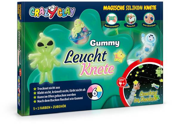 Crazy Clay | Gummy Leucht-Set (leuchtet im Dunkeln)