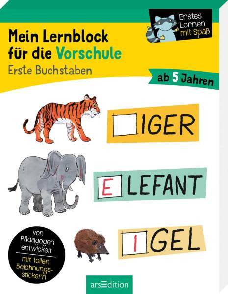 arsEdition | Mein Lernblock für die Vorschule - Erste Buchstaben | Lang, Hannah