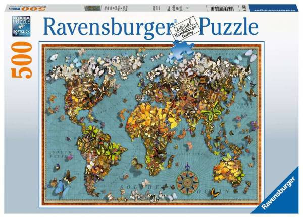 Ravensburger Puzzle | Antike Schmetterling-Weltkarte | 500 Teile