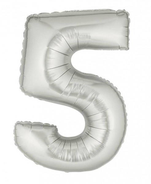 Karaloon | Folienballon | Zahl 5 | silber