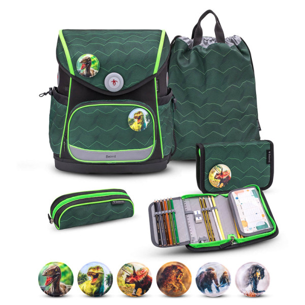 Belmil | Compact Plus Premium Schulranzen Set 5-teilig "Twist of Lime" | 405-41/P/S/10