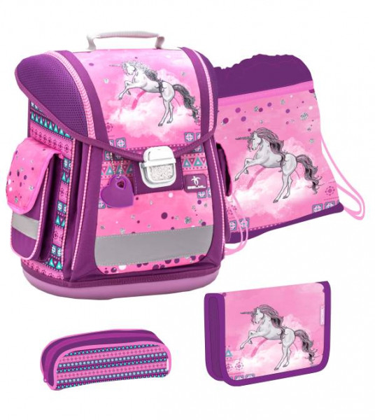 Belmil |  Sporty Schulranzen Set 4 - teilig Pinky Unicorn