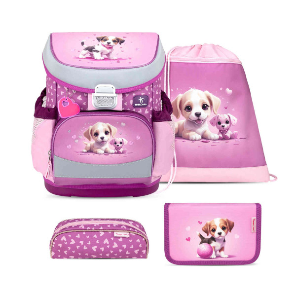 Belmil | Mini-Fit ergonomisches Schulranzen-Set 4-teilig "Little Puppies" mit Brustgurt | 405-33/AG/S-30