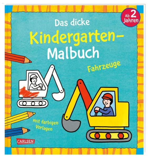 Carlsen | Das dicke Kindergarten-Malbuch: Fahrzeuge | Pöter, Andrea