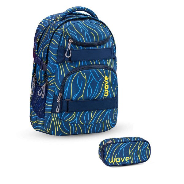 Belmil | Wave Infinity Schulrucksack Set 2 tlg. "Yellow Lines" | 338-72/A /27-SET1