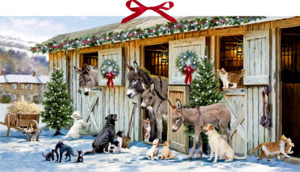 Coppenrath | Wand-Adventskalender – Nostalgische Weihnacht bei den Tieren im Stall | 