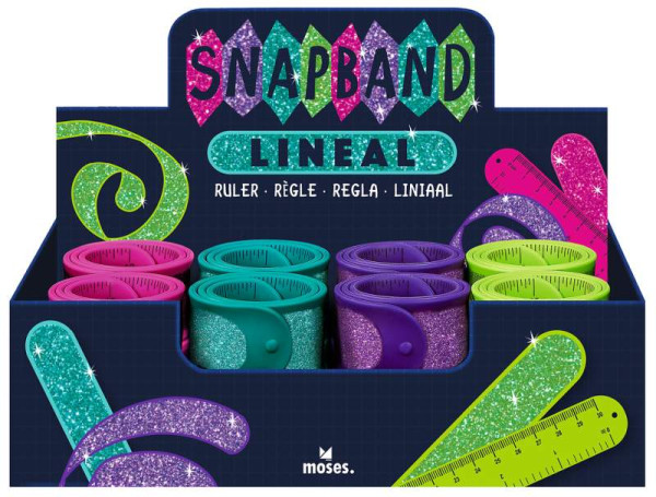 Snap‑Band Lineal – Glitzer‑Armband & Lineal kombiniert | Moses | german‑toys