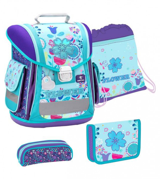 Belmil |  Sporty Schulranzen Set 4 - teilig Flower Mania