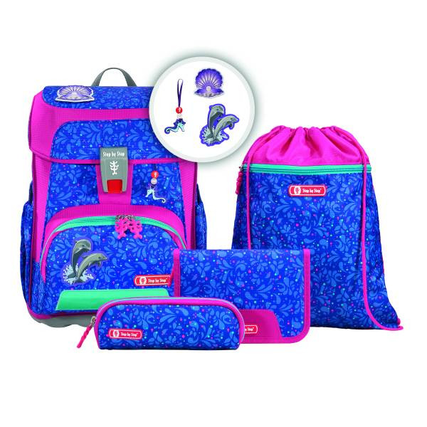 Step by Step | CLOUD Schulranzen-Set "Happy Dolphins", 5-teilig