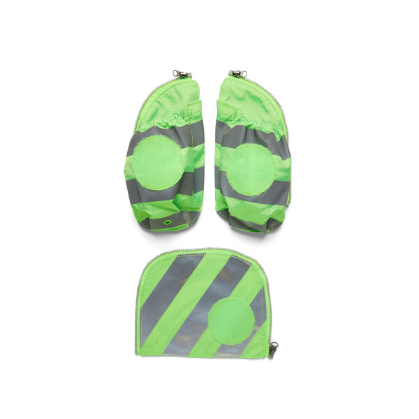 Grüne Seitentaschen mit Reflektoren