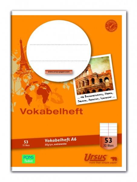 Ursus | Vokabelheft A6 | Lin53 | 32 Blatt | 040632053