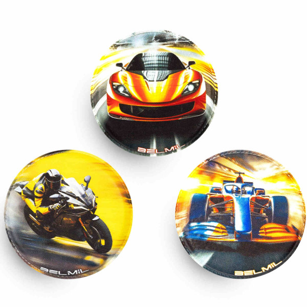 Belmil | Patches mit Klettverschluss Set 3-teilig- kompatibel mit Schulranzen Classy Plus/Smarty/Motion "Racing Speed" | 336/B6/92