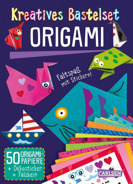 Carlsen | Kreatives Bastelset: Origami: Set mit 50 Faltbögen, Anleitungsbuch und Falzhilfe