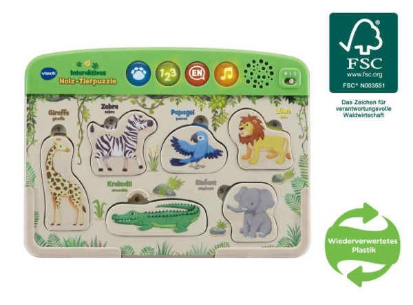 Vtech 80-613644 Interaktives Holz-Tierpuzzle
