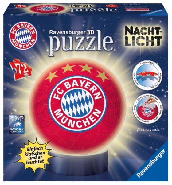 Ravensburger 3D Puzzle | Nachtlicht FC Bayern München | 72 Teile