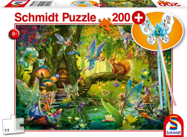 Schmidt-Spiele | Kinderpuzzle Standard 200 Teile (+ Zusatz) | Feen im Wald, 200 Teile, mit add on (F