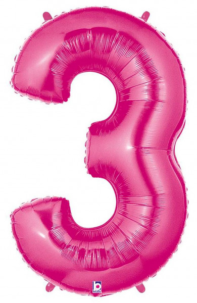 Karaloon | Folienballon | Zahl 3 | pink