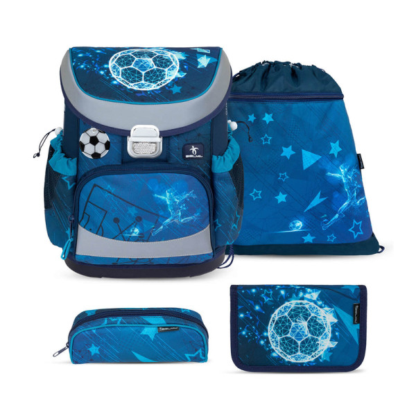 Belmil | Mini-Fit ergonomisches Schulranzen-Set 4-teilig "Footballers" mit Brustgurt | 405-33/AG/S-22