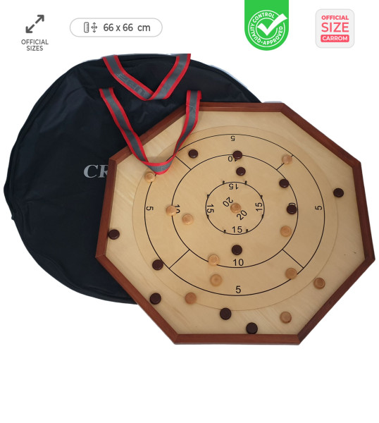 Ubergames | ORIGINAL CROKINOLE - 66X66 CM - INKL. TASCHE | crokinole