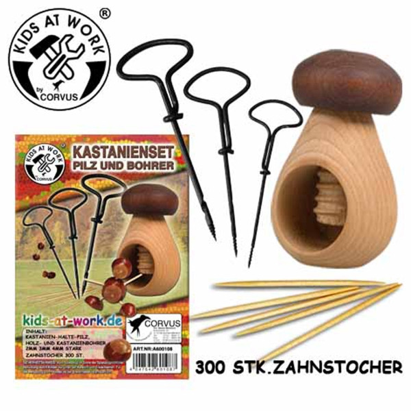Corvus | Kids at Work Kastanienset Pilz u. Bohrer | A600108