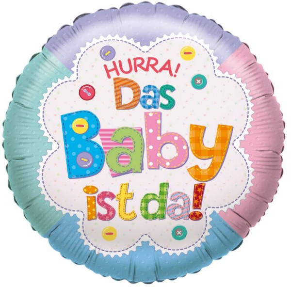 Folienballon Hurra! Das Baby ist da 45cm | F81207P