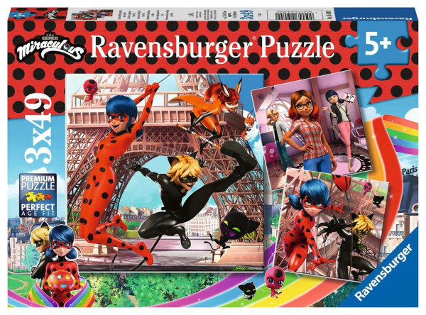 Ravensburger | Unsere Helden Ladybug und Cat Noir | 3 x 49 Teile