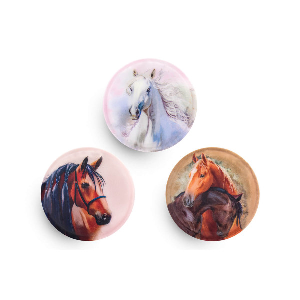 Belmil | Patches mit Klettverschluss Set 3-teilig- kompatibel mit Schulranzen Classy Plus/Smarty/Motion "Horses" | 336/B6/55