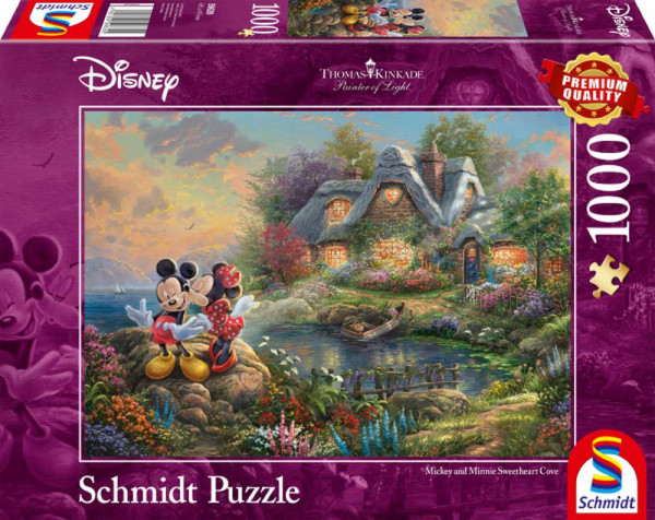 Schmidt-Spiele | Puzzle Thomas Kinkade 1.000 Teile | Disney, Sweethearts Mickey & Minnie