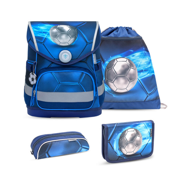 Belmil | Compact ergonomisches Schulranzen-Set 4-teilig "Football 4" mit Brustgurt, Magnetverschluss | 405-41/AG/S-35